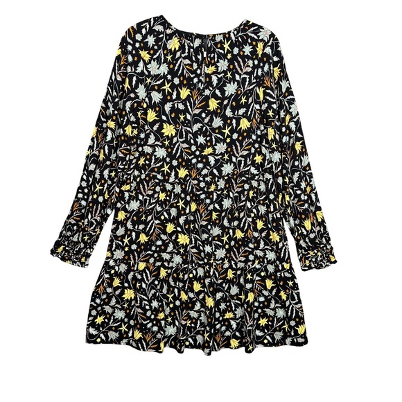 Universal Thread Mini Dress Womens Medium Black Floral Boho Tiered Festival - Picture 5 of 12